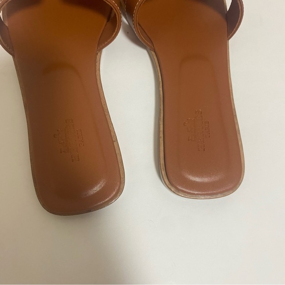 Hermes Tan Leather Slide Sandals - Picture 2 of 6